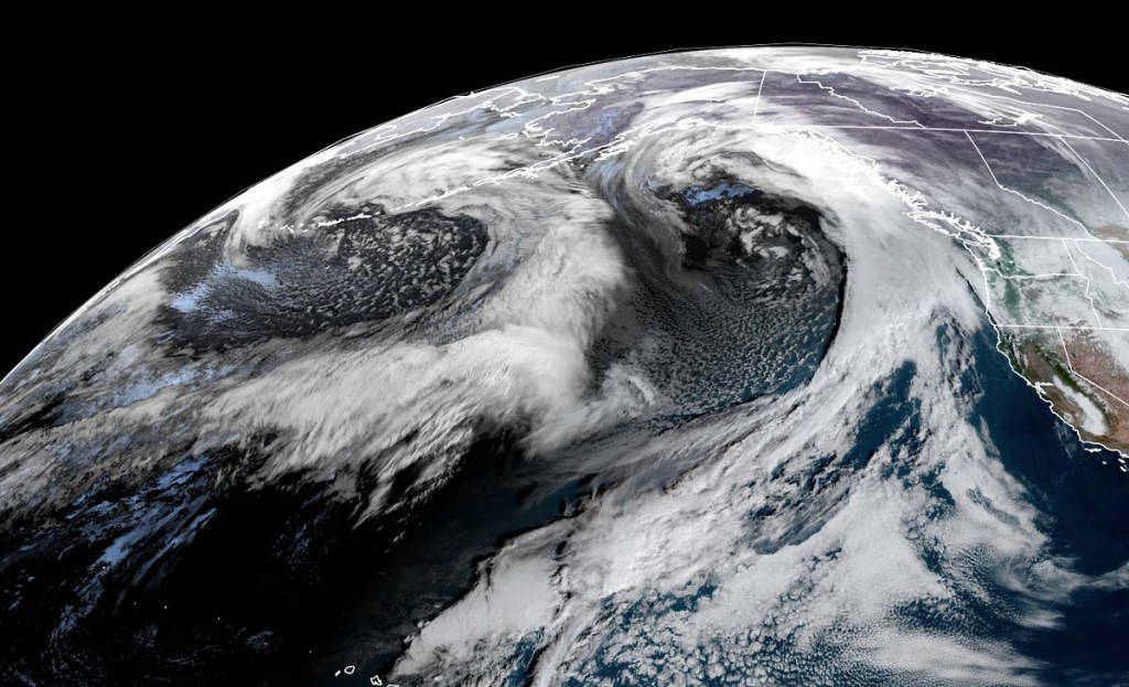 Northern Pacific taken from space along with Alaska and the west coast of North America