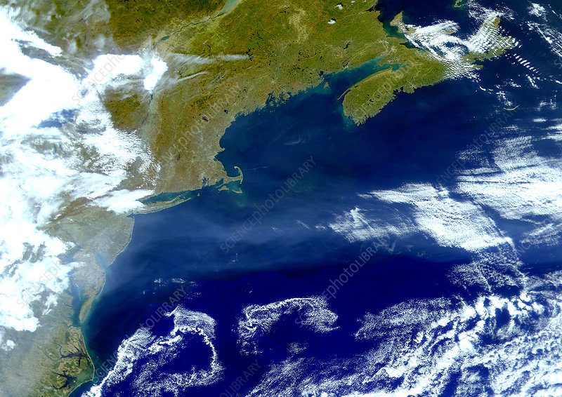 Image from space of the north Atlantic and the eastern coast of Canada